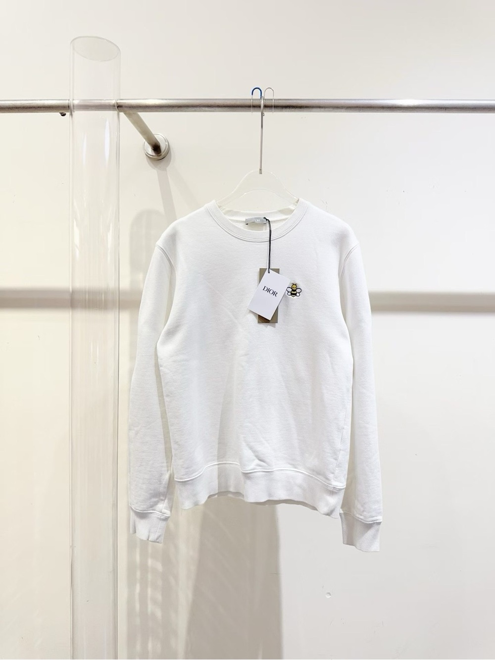 Dior White Crewneck Sweatshirt with Small Embroidered Motif